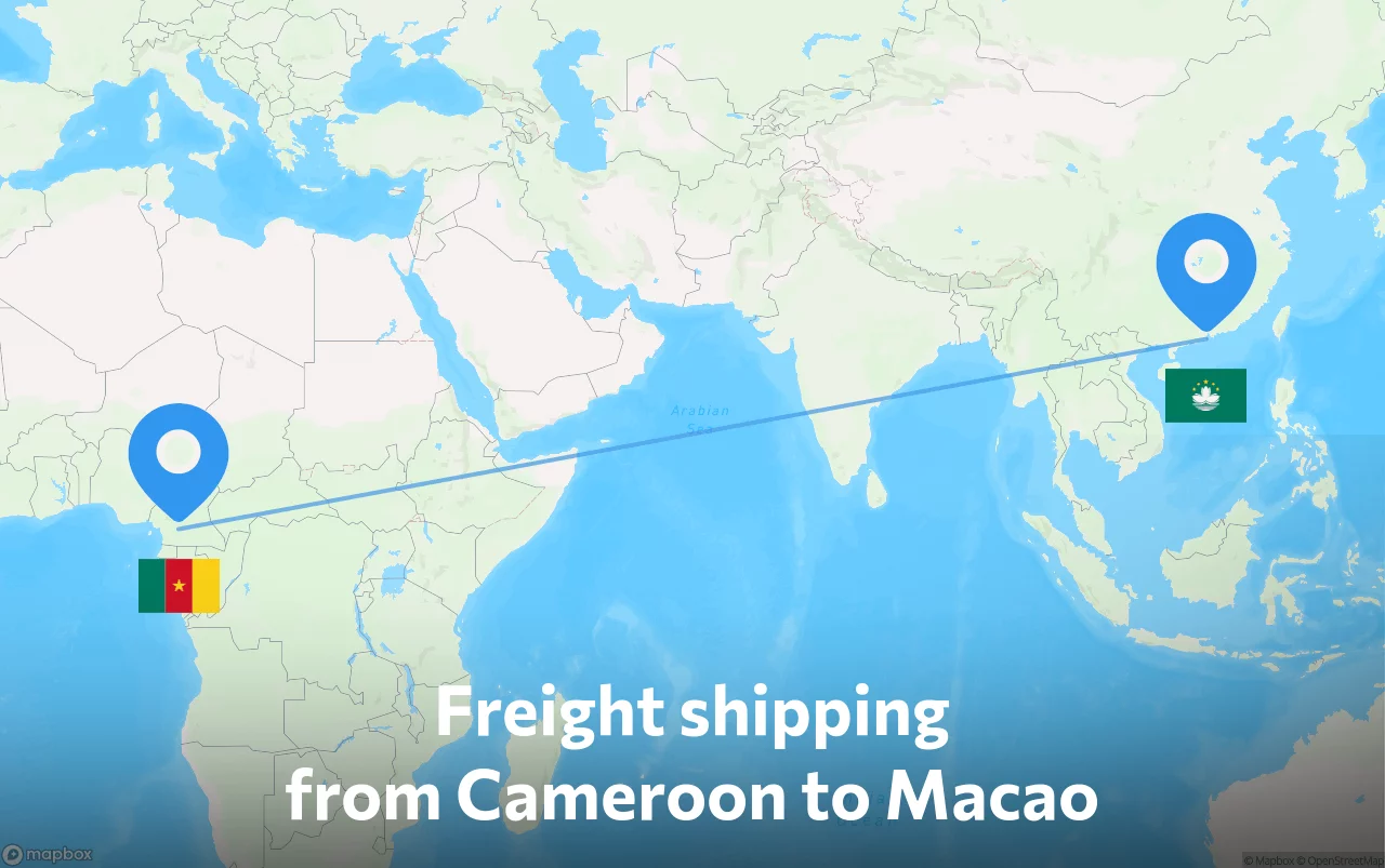 Shipping route from Cameroon to Macao
