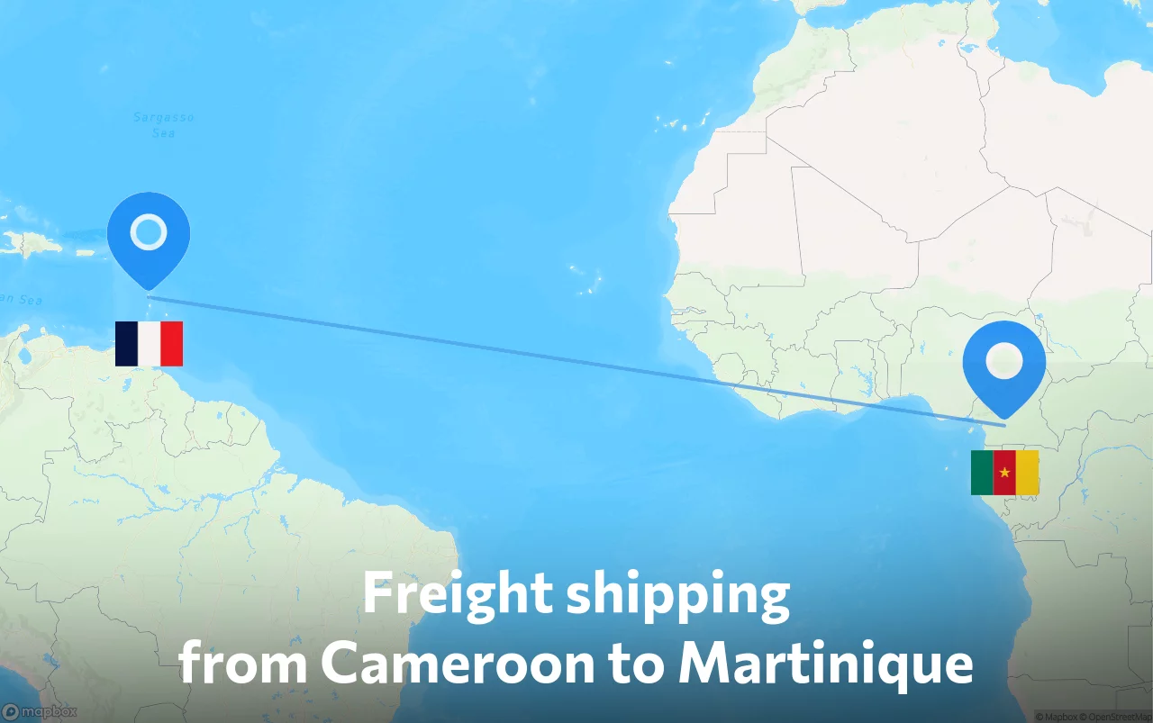 Shipping route from Cameroon to Martinique