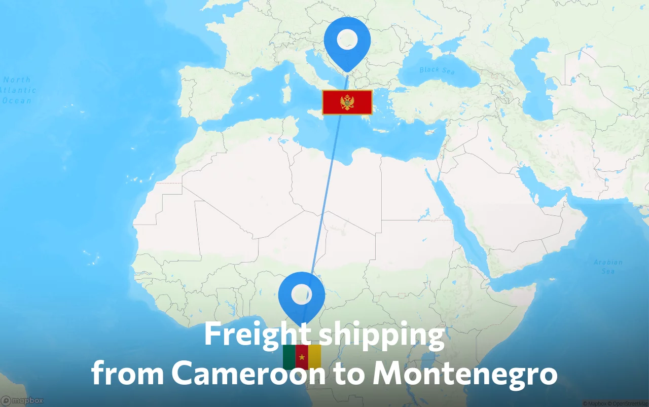 Shipping route from Cameroon to Montenegro