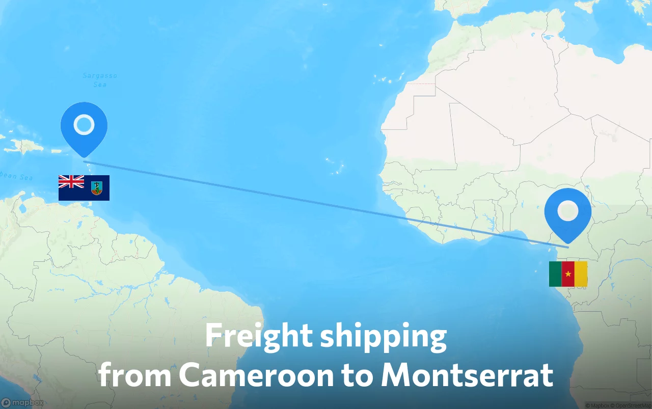 Shipping route from Cameroon to Montserrat