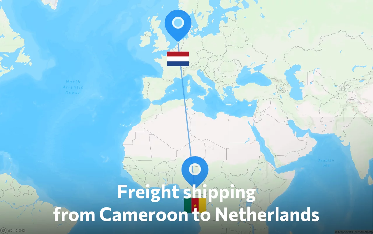 Shipping route from Cameroon to Netherlands