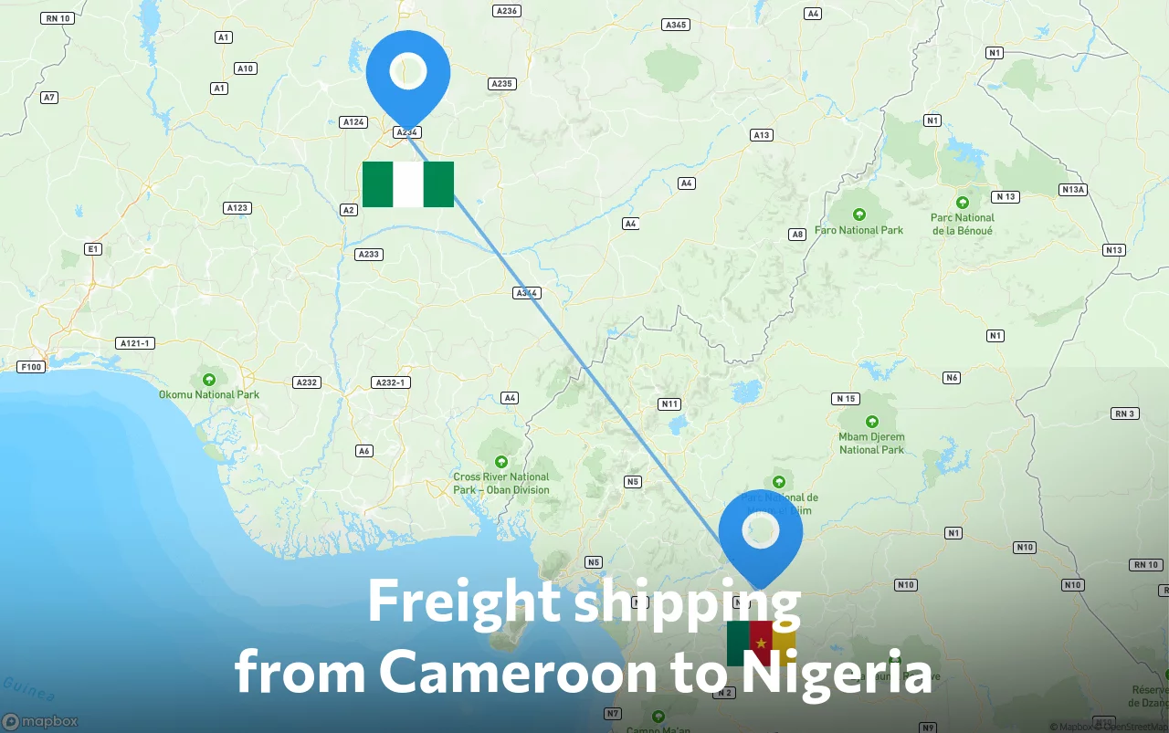 Shipping route from Cameroon to Nigeria