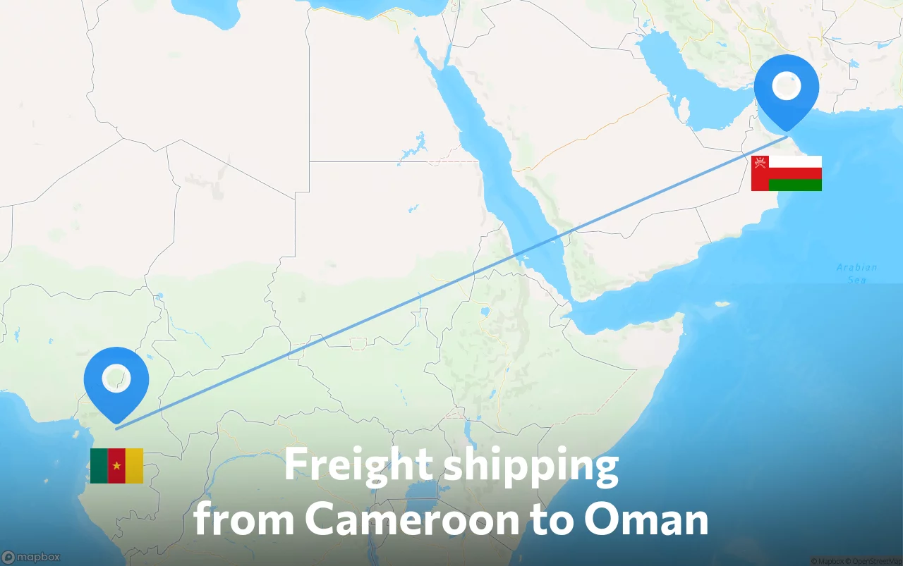 Shipping route from Cameroon to Oman