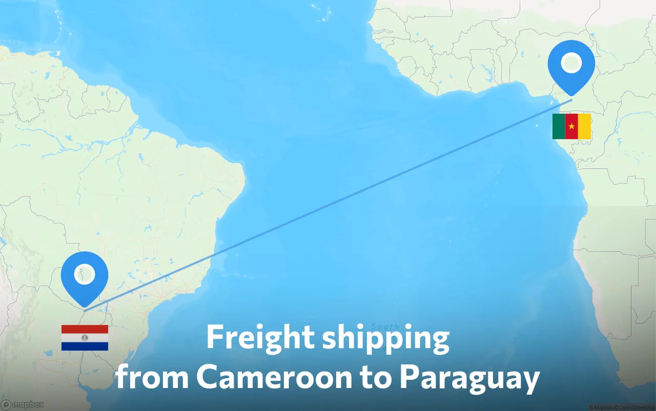 Shipping route from Cameroon to Paraguay