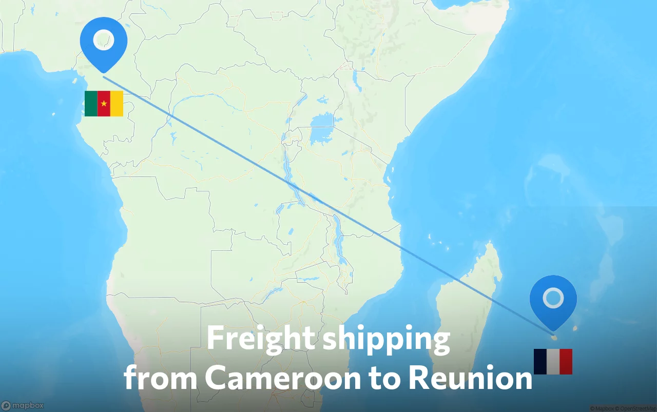 Shipping route from Cameroon to Reunion