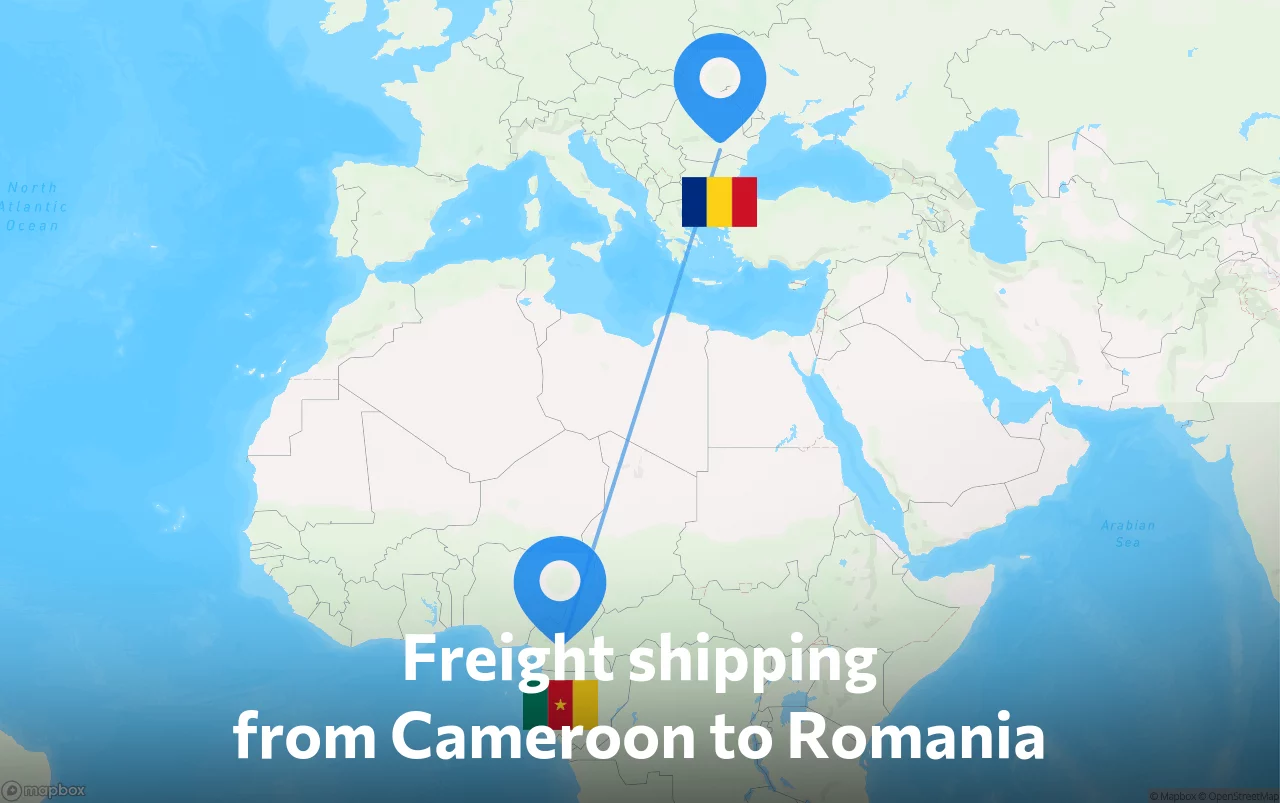 Shipping route from Cameroon to Romania