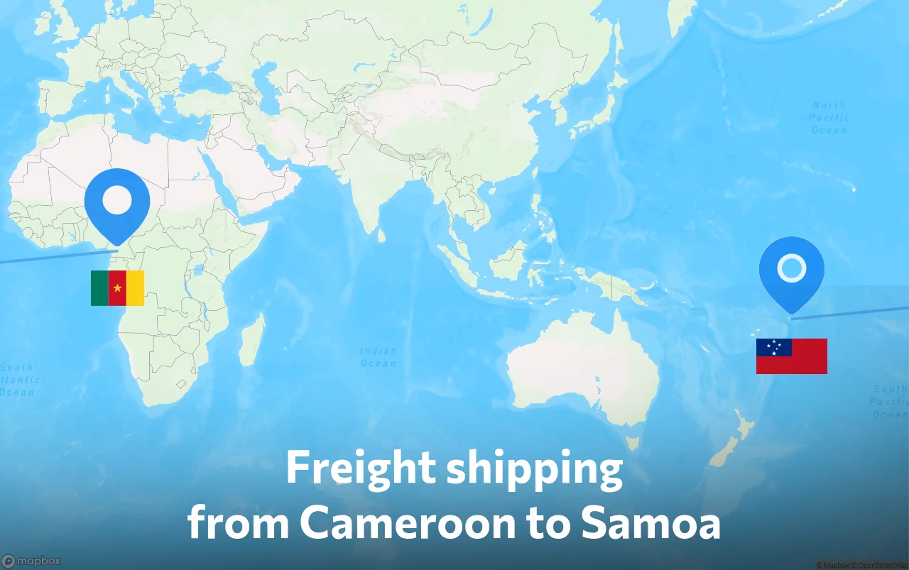 Shipping route from Cameroon to Samoa