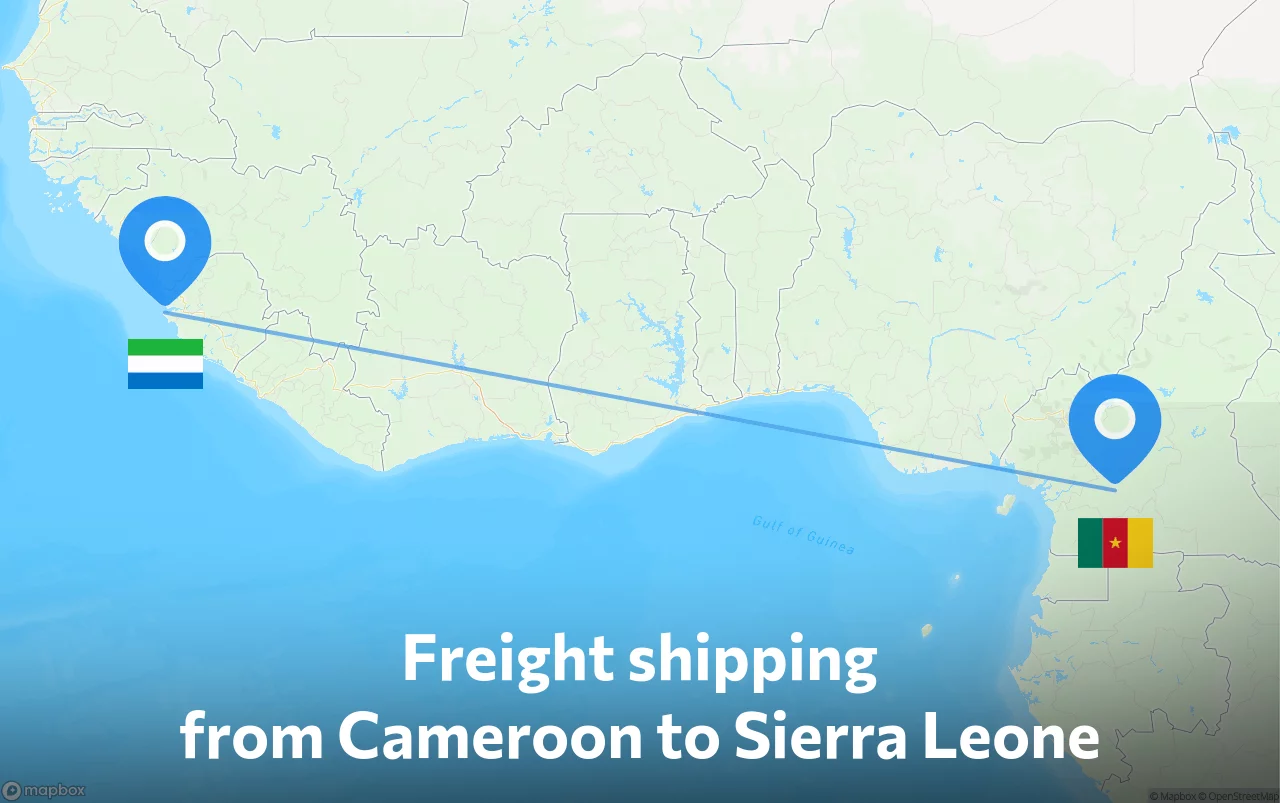 Shipping route from Cameroon to Sierra Leone
