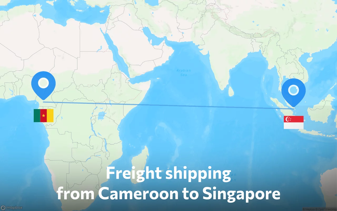 Shipping route from Cameroon to Singapore