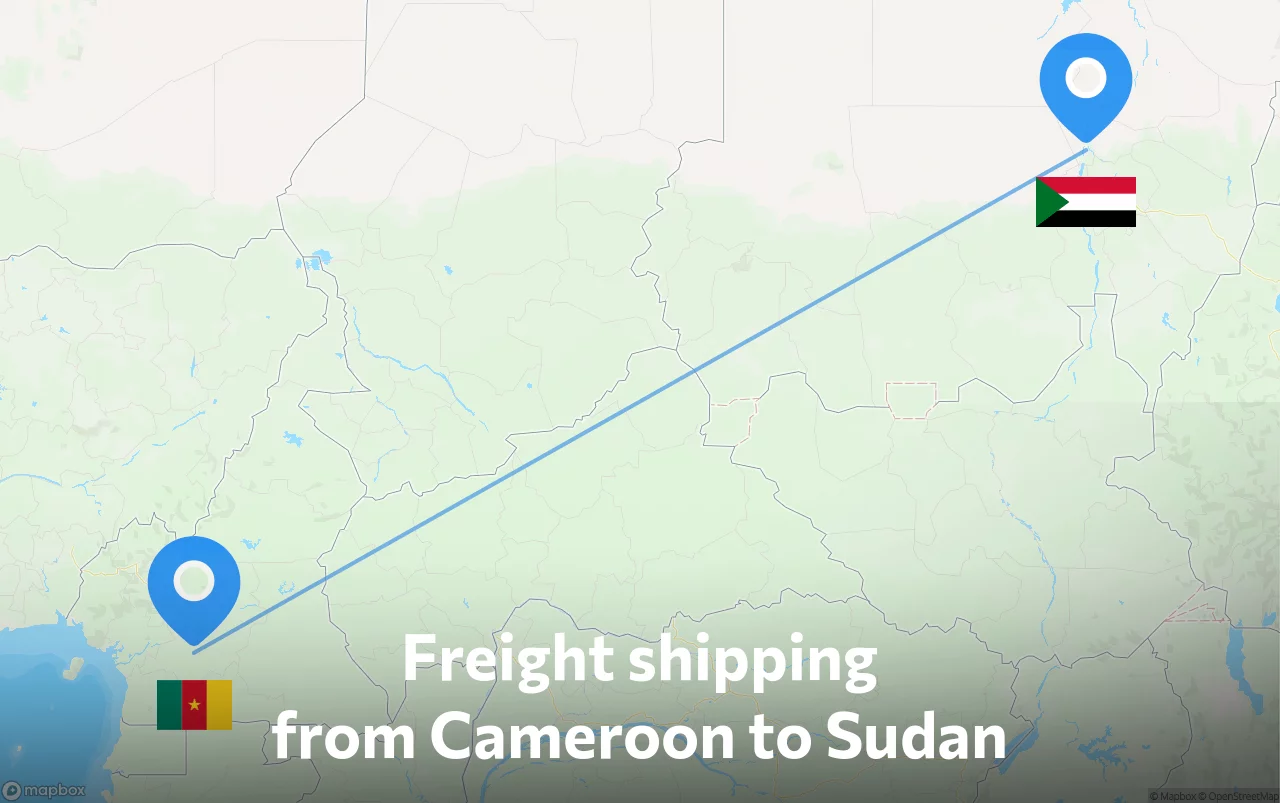Shipping route from Cameroon to Sudan