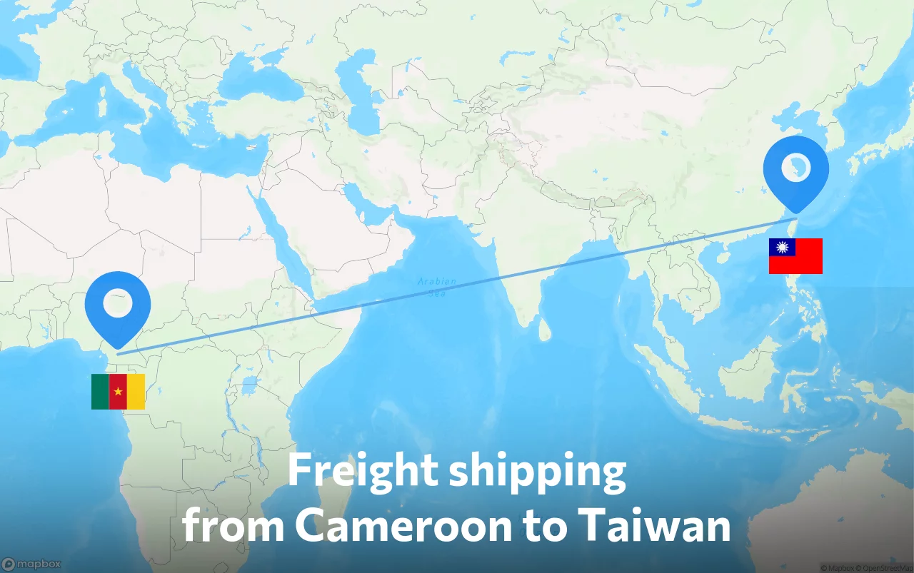 Shipping route from Cameroon to Taiwan