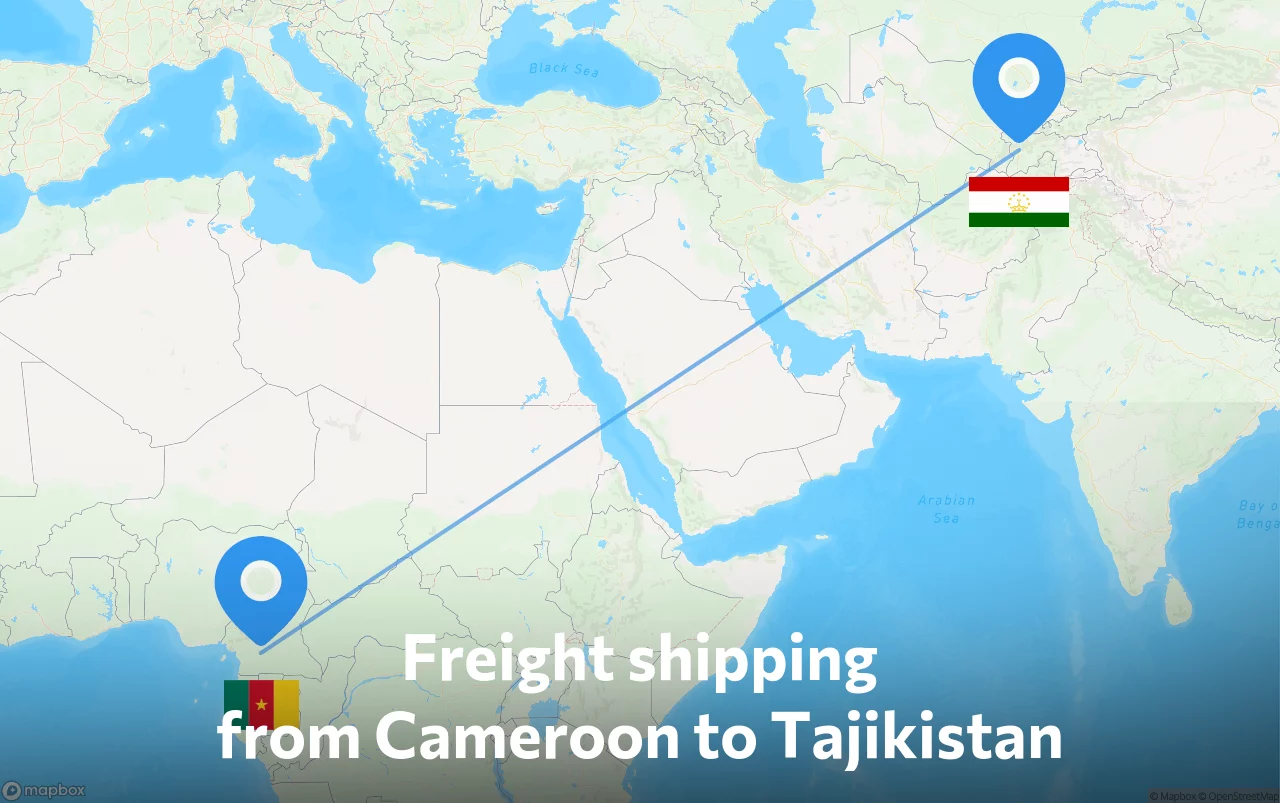 Shipping route from Cameroon to Tajikistan