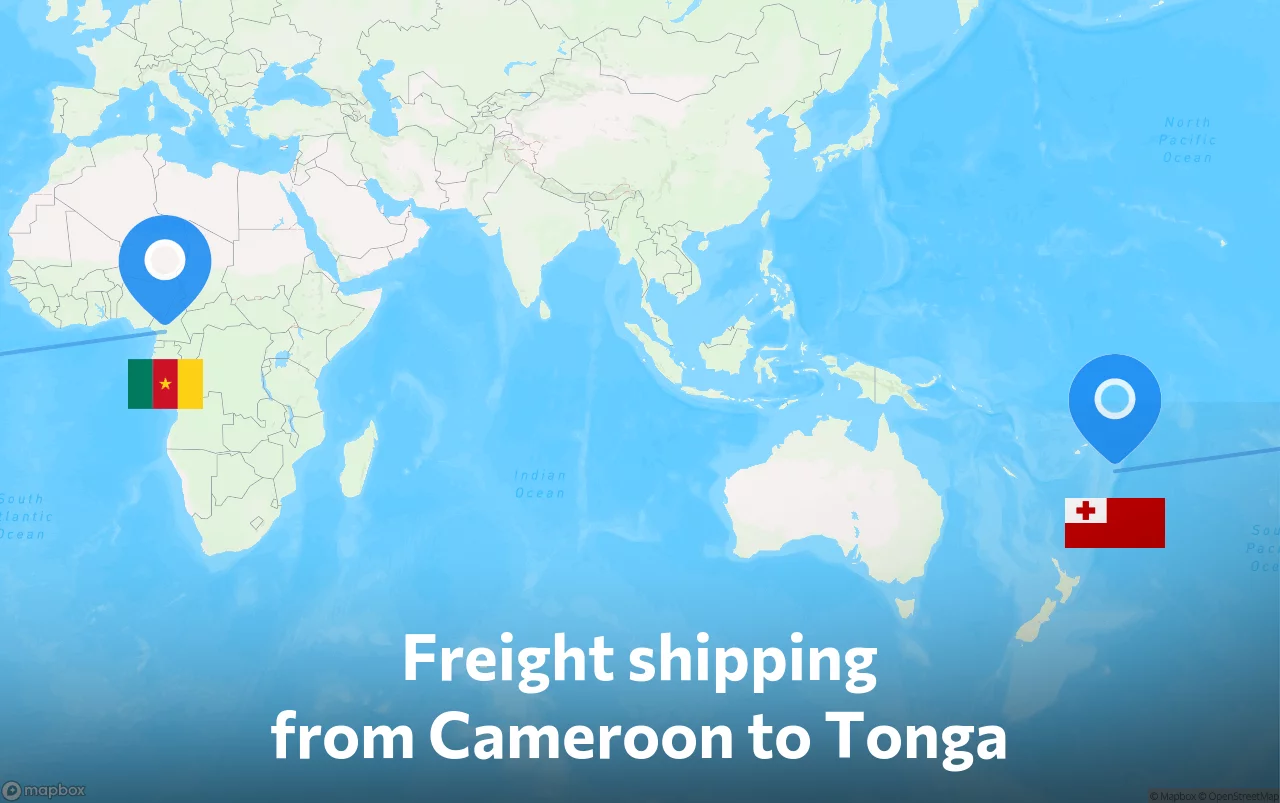 Shipping route from Cameroon to Tonga