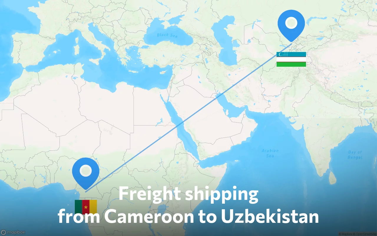 Shipping route from Cameroon to Uzbekistan