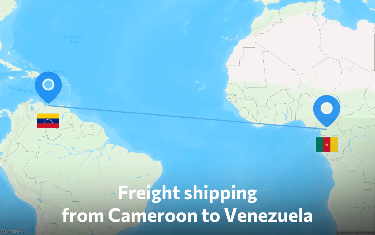 Shipping route from Cameroon to Venezuela