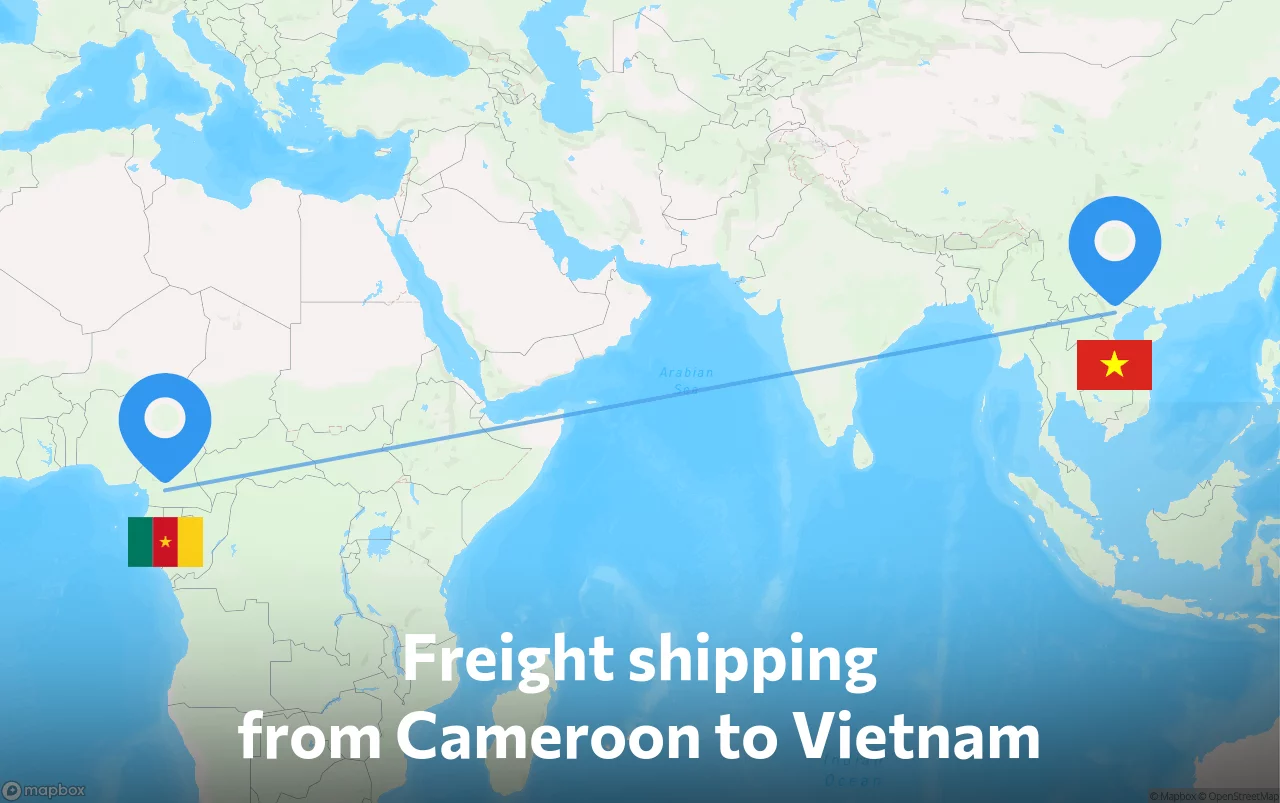 Shipping route from Cameroon to Vietnam