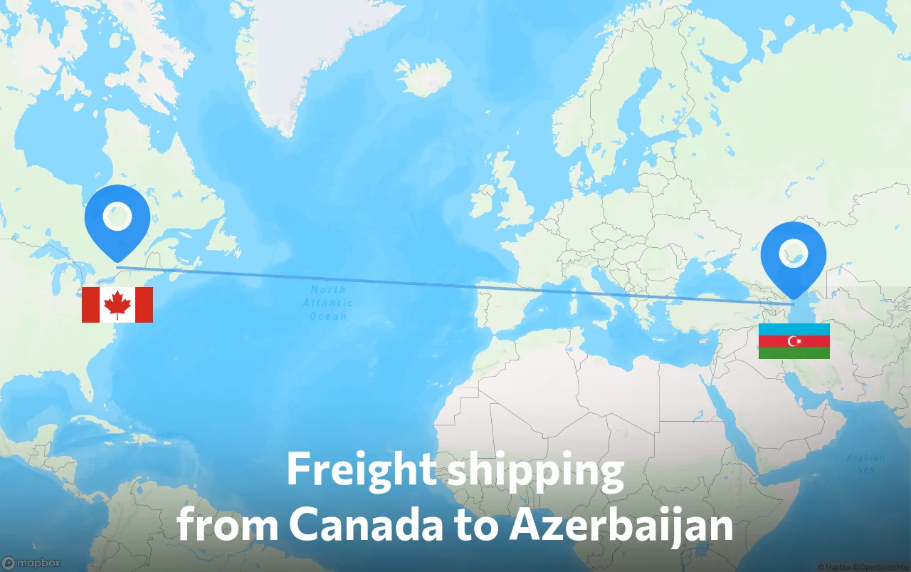 Shipping route from Canada to Azerbaijan