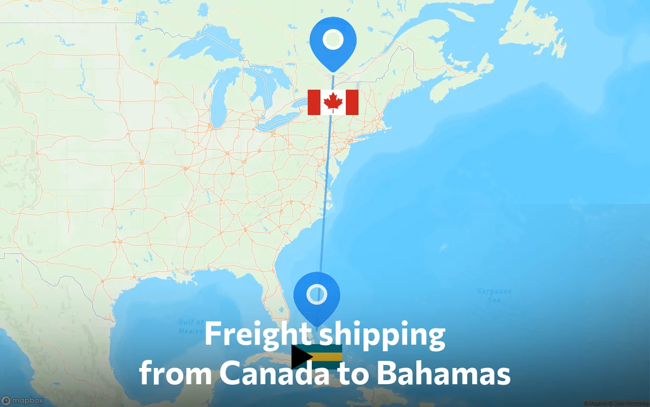 Shipping route from Canada to Bahamas