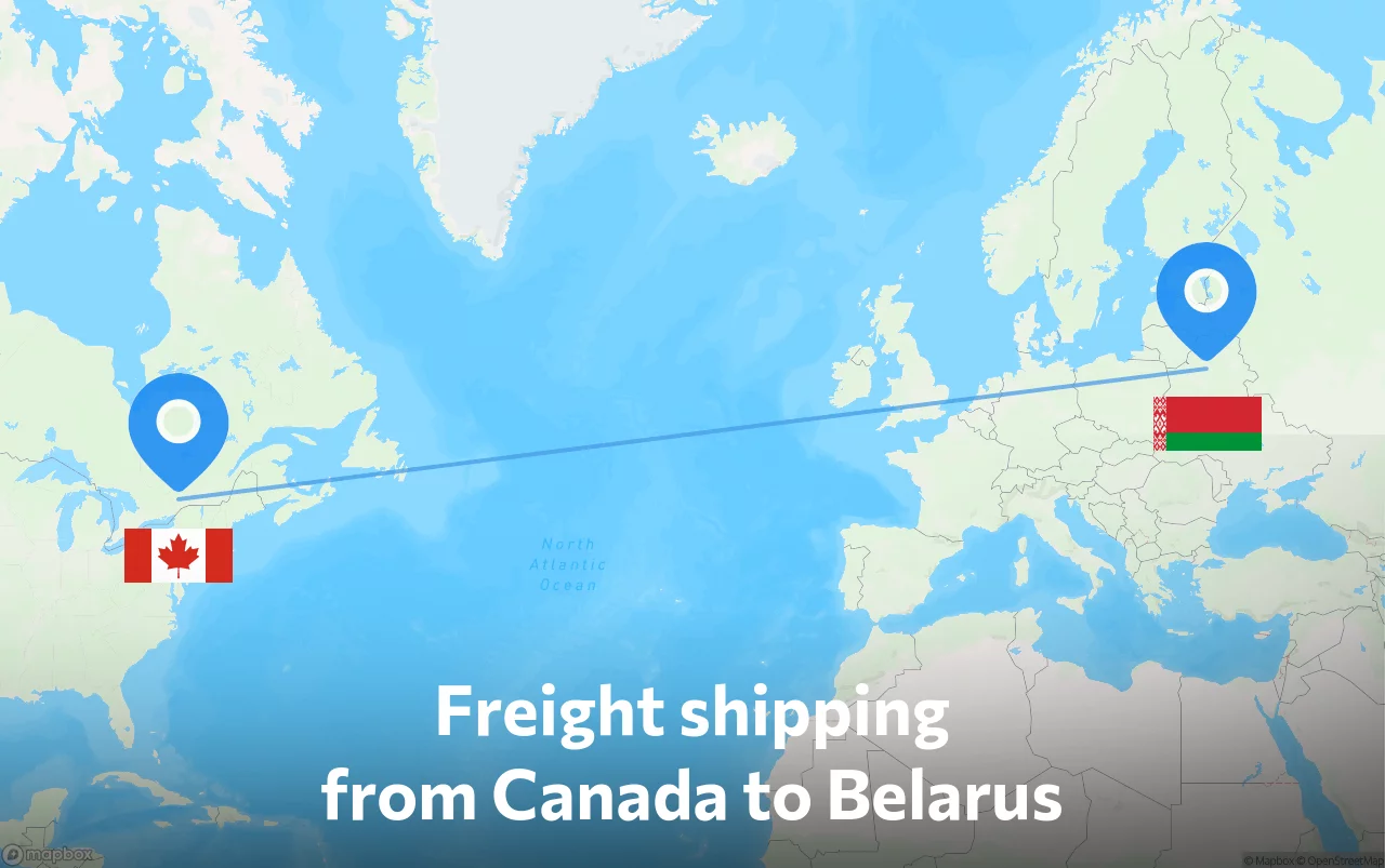 Shipping route from Canada to Belarus
