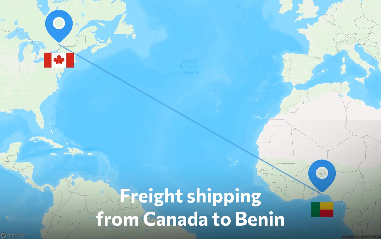 Shipping route from Canada to Benin