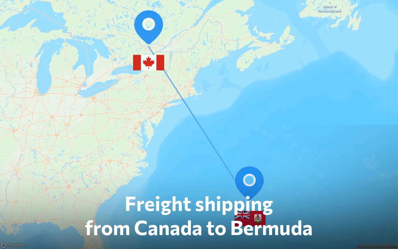 Shipping route from Canada to Bermuda
