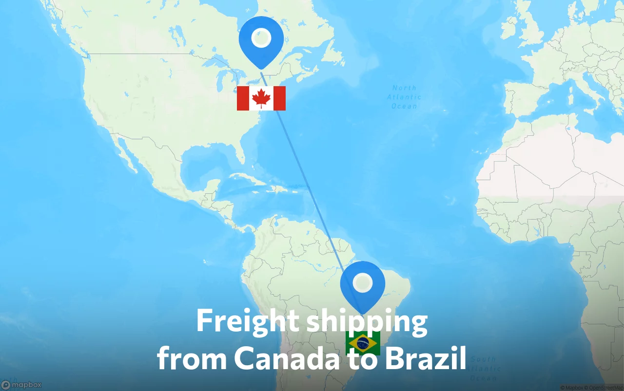 Shipping route from Canada to Brazil