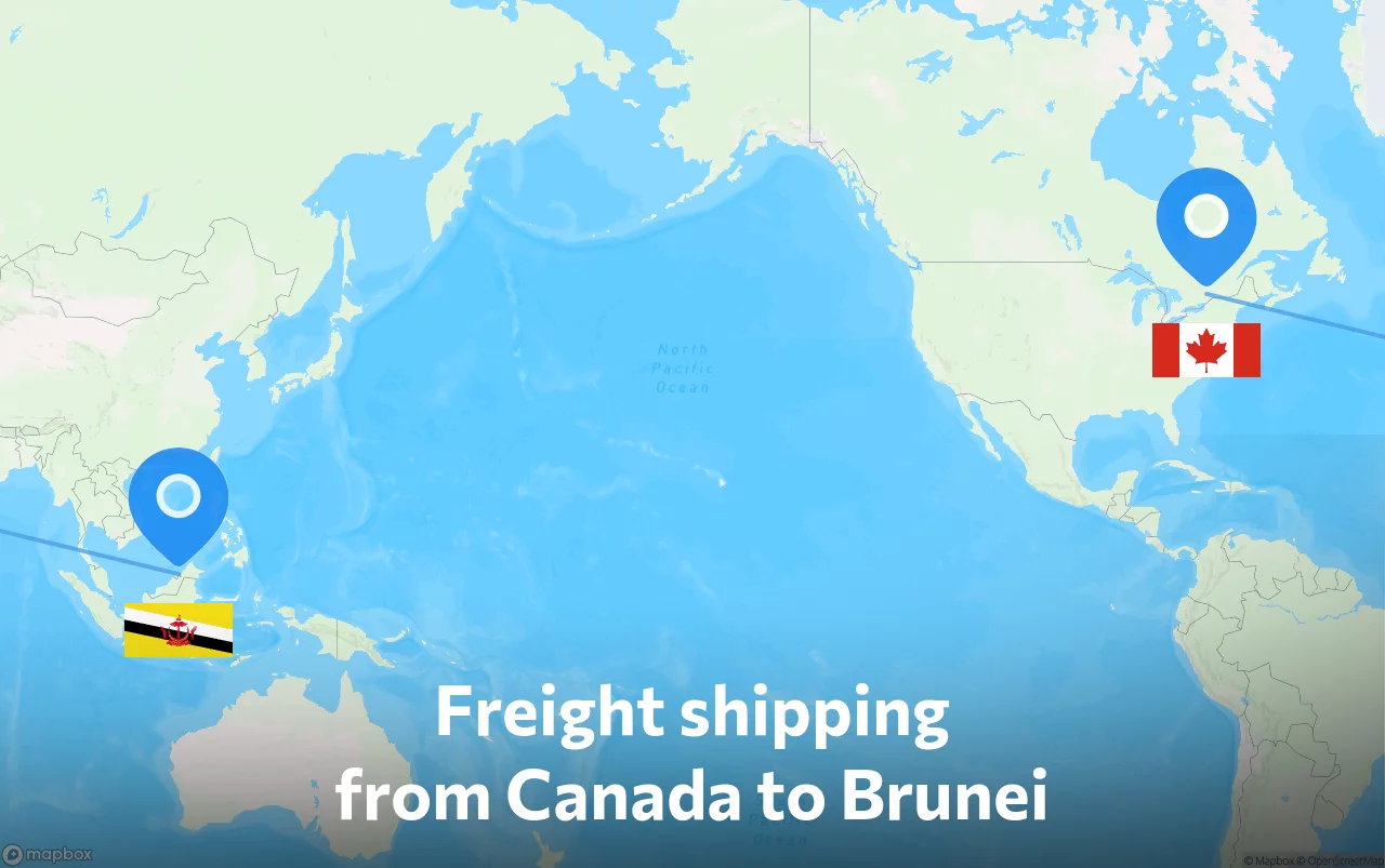 Shipping route from Canada to Brunei
