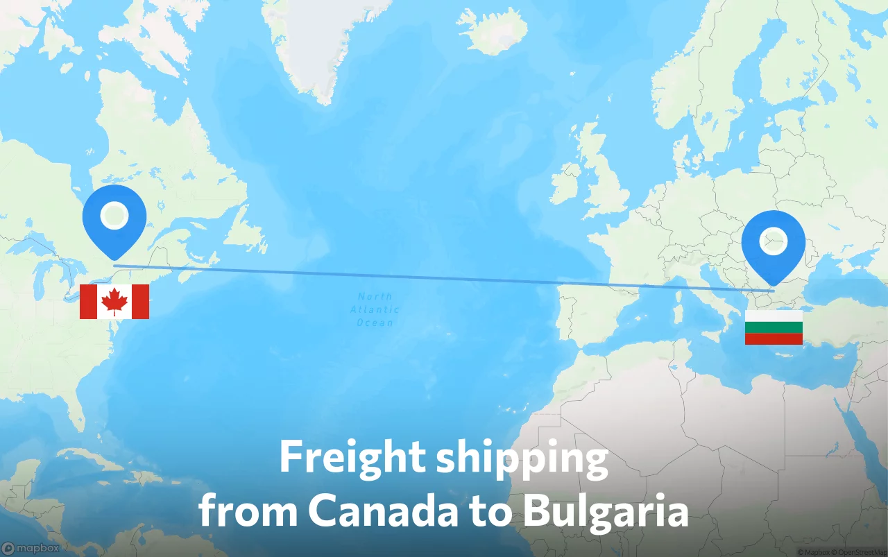 Shipping route from Canada to Bulgaria