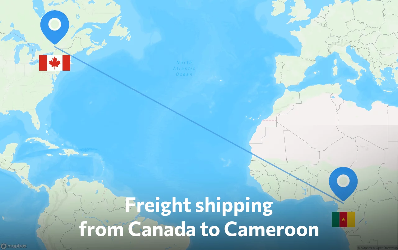 Shipping route from Canada to Cameroon