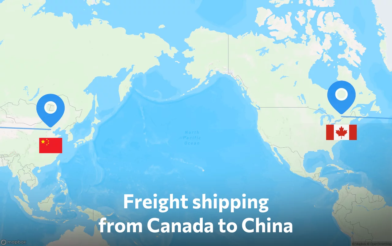 Shipping route from Canada to China