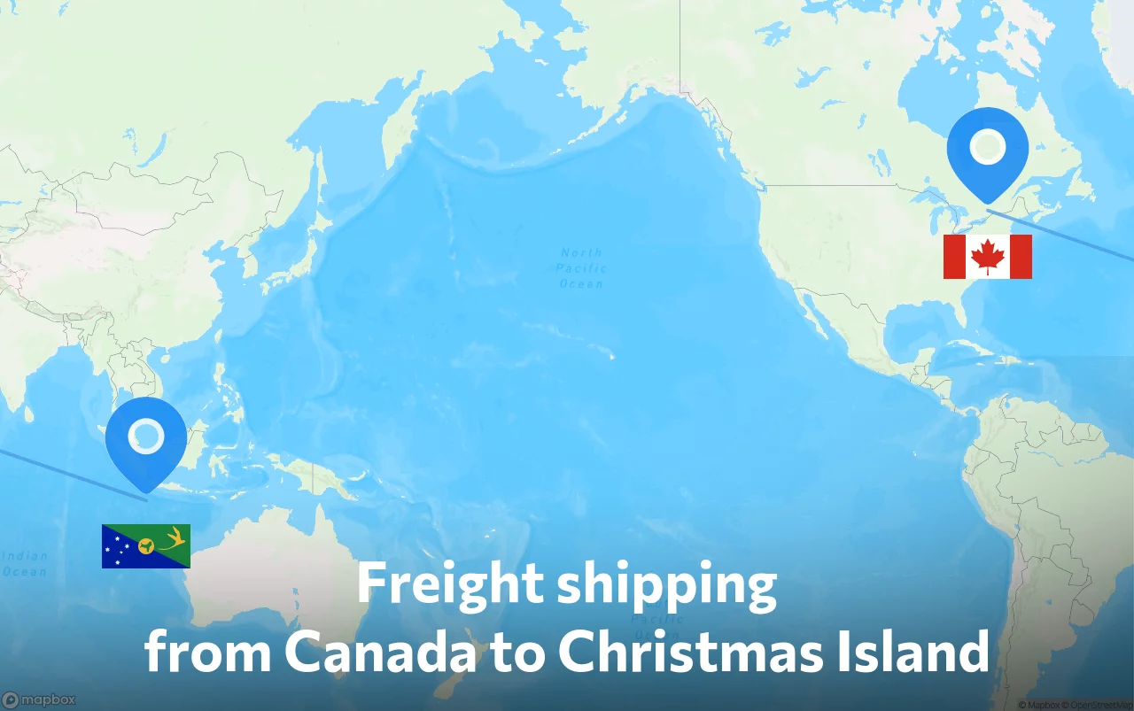 Shipping route from Canada to Christmas Island