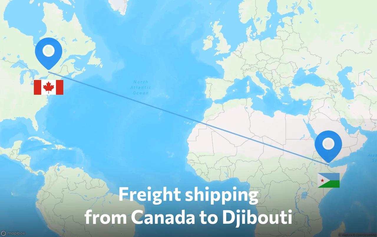 Shipping route from Canada to Djibouti