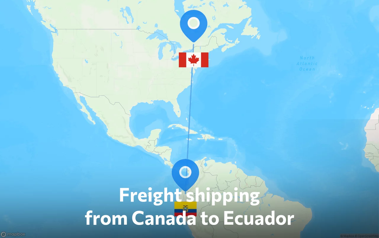 Shipping route from Canada to Ecuador