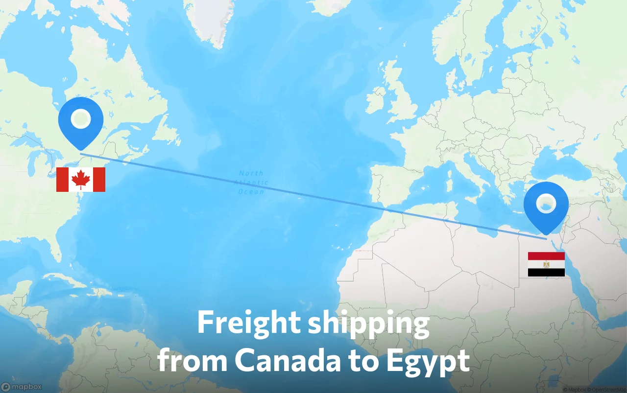 Shipping route from Canada to Egypt