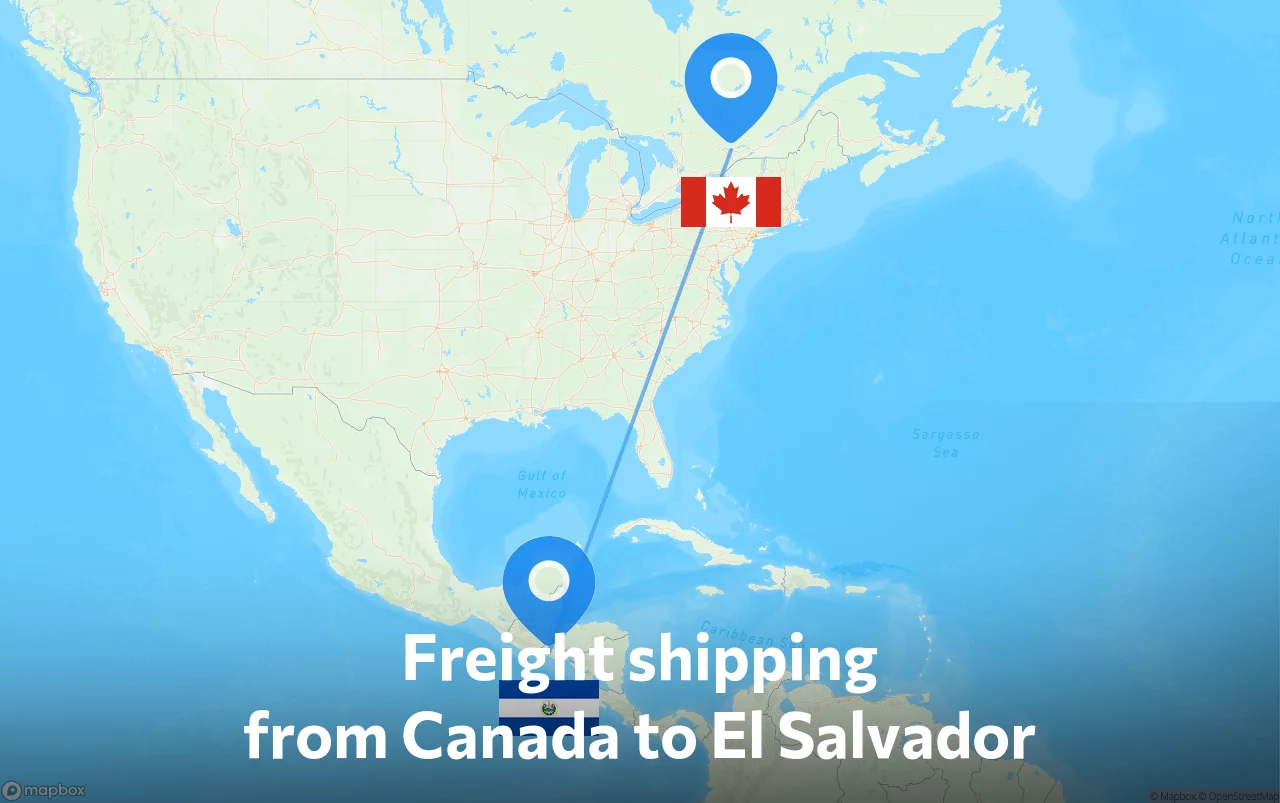 Shipping route from Canada to El Salvador