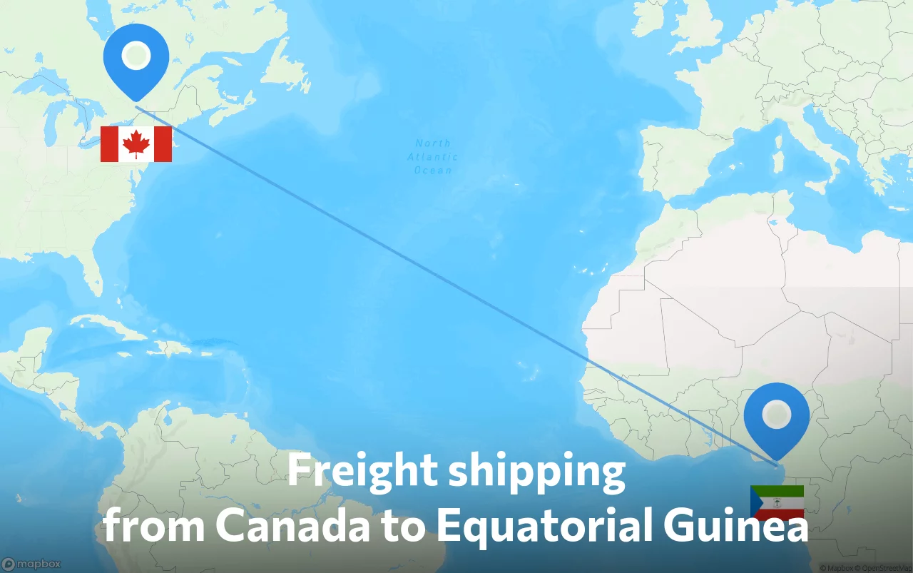 Shipping route from Canada to Equatorial Guinea