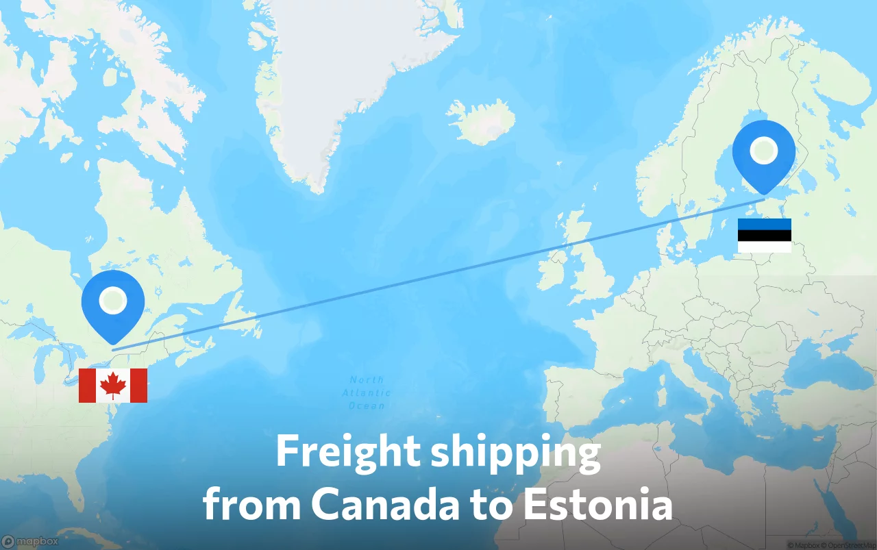 Shipping route from Canada to Estonia