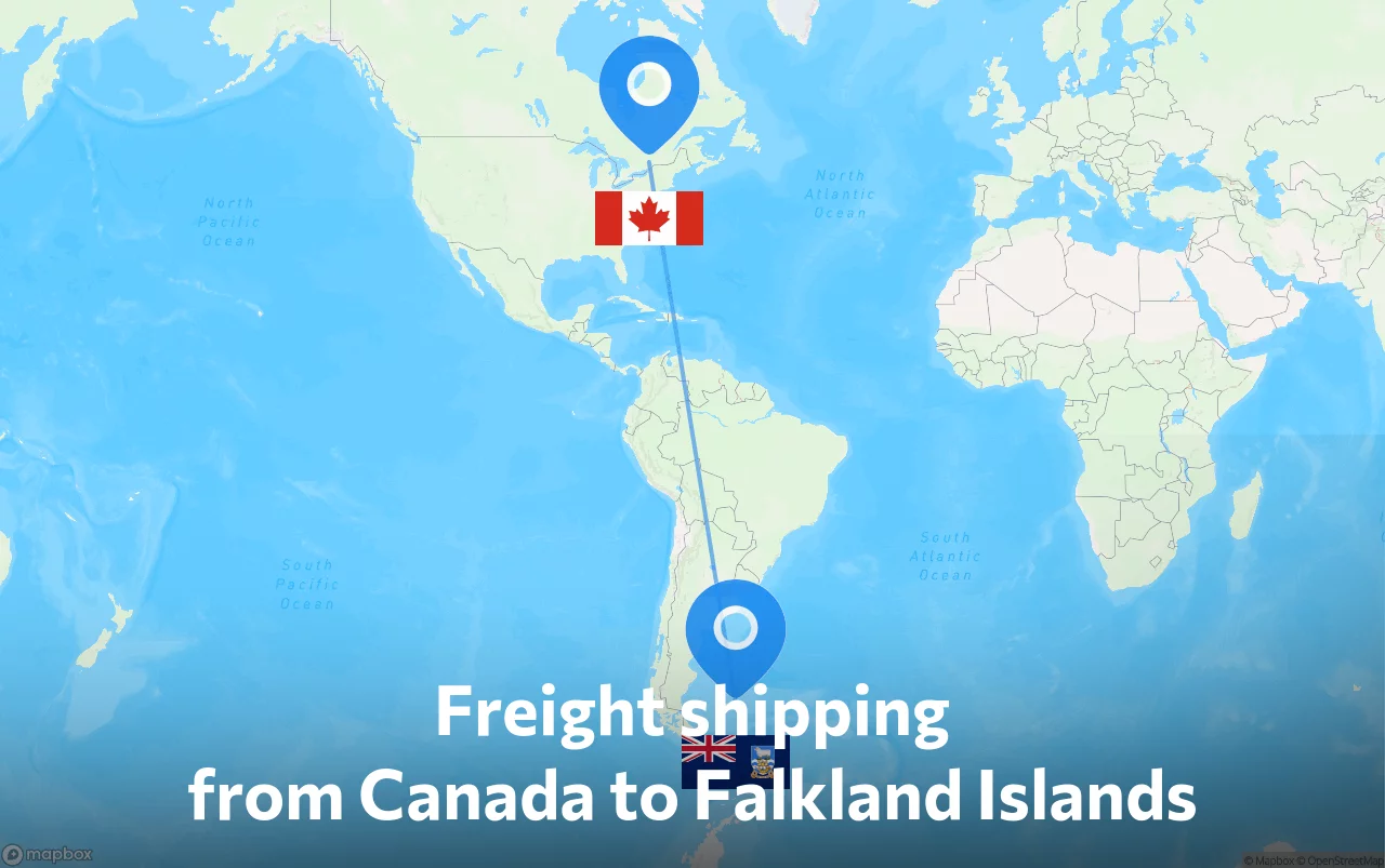 Shipping route from Canada to Falkland Islands