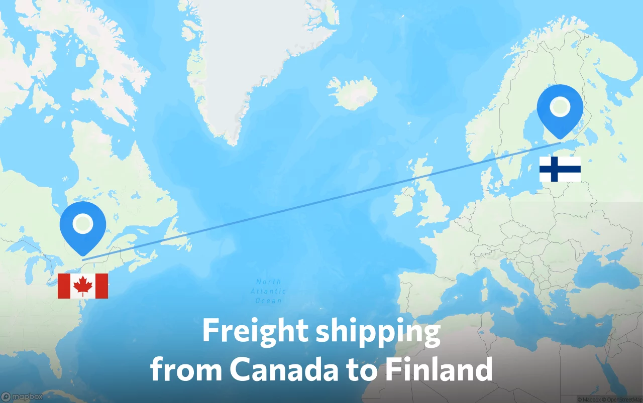 Shipping route from Canada to Finland