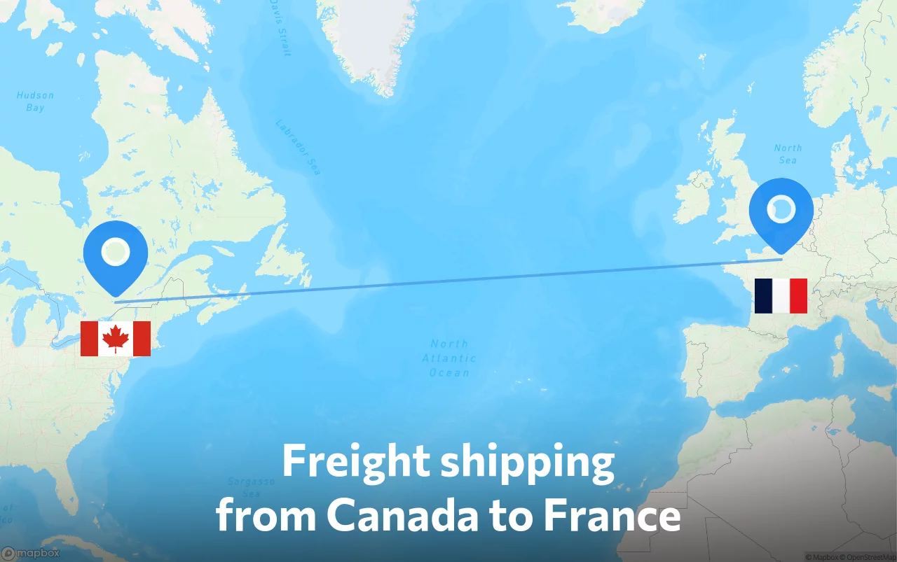 Shipping route from Canada to France