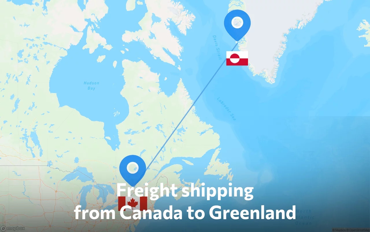 Shipping route from Canada to Greenland