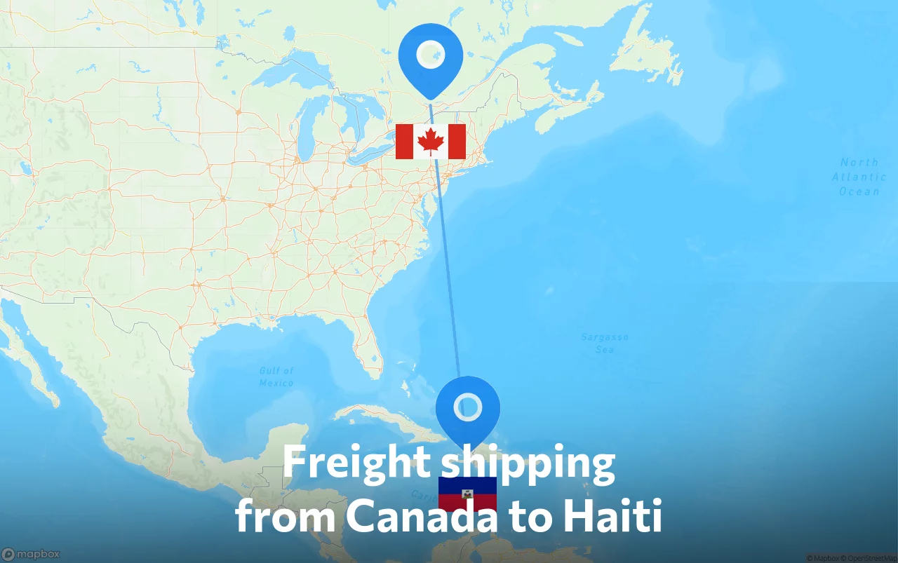 Shipping route from Canada to Haiti