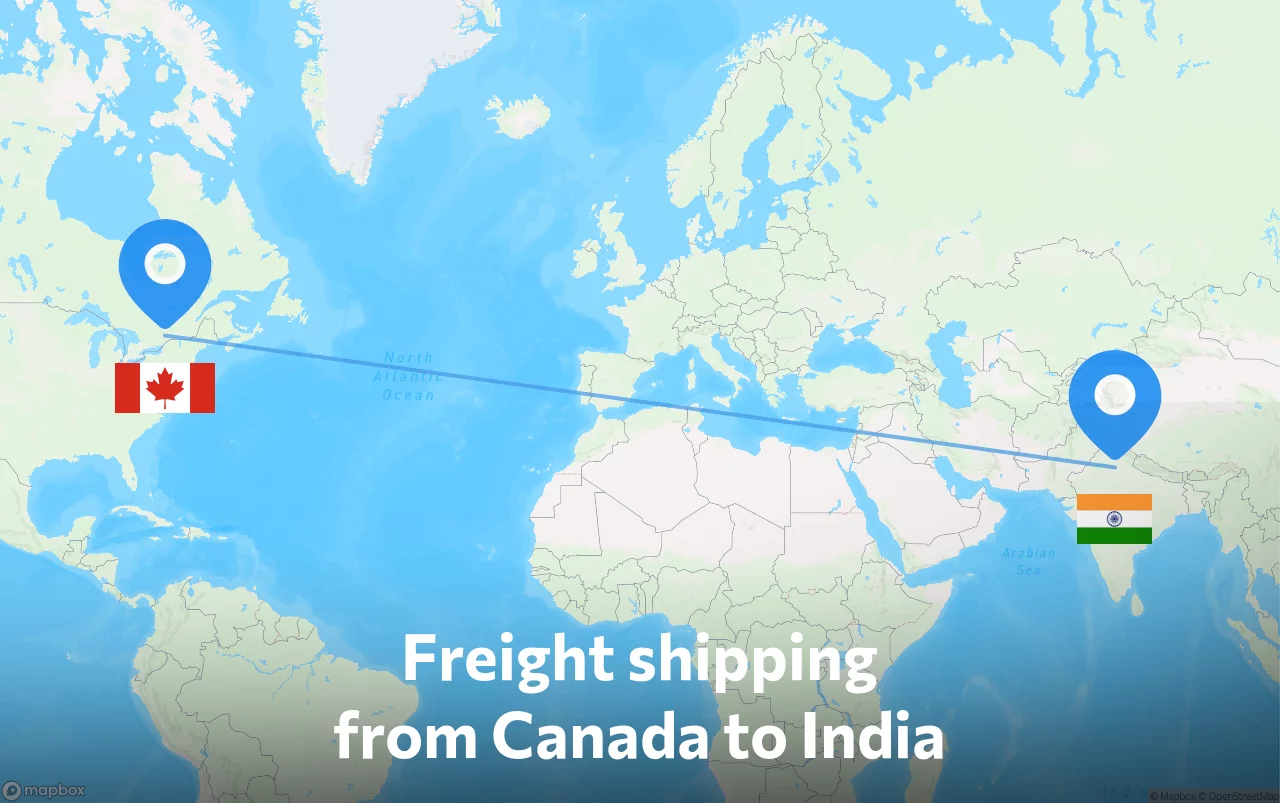 Shipping route from Canada to India