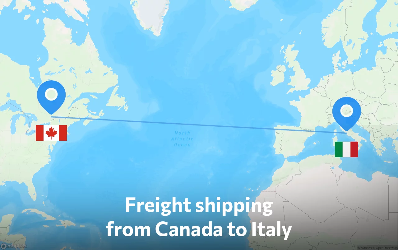 Shipping route from Canada to Italy