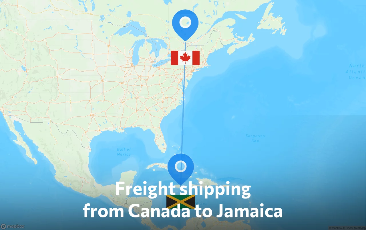 Shipping route from Canada to Jamaica