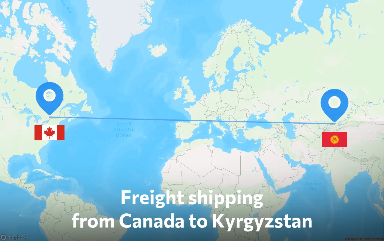 Shipping route from Canada to Kyrgyzstan