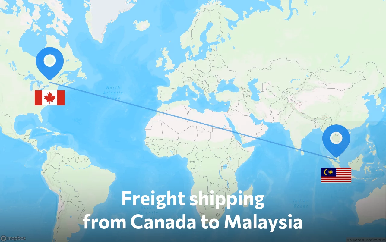 Shipping route from Canada to Malaysia