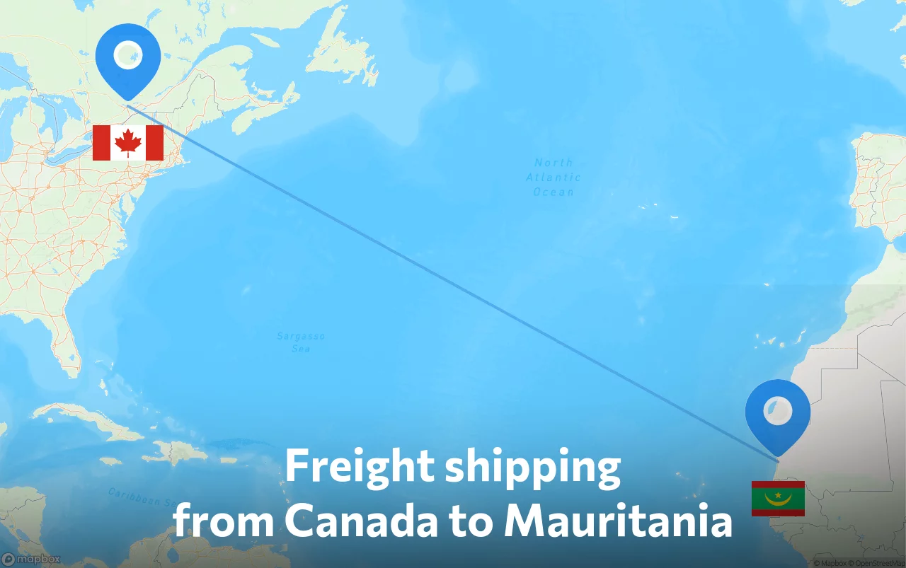 Shipping route from Canada to Mauritania