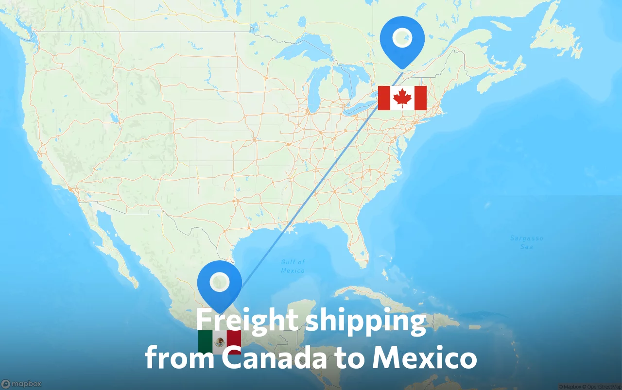 Shipping route from Canada to Mexico