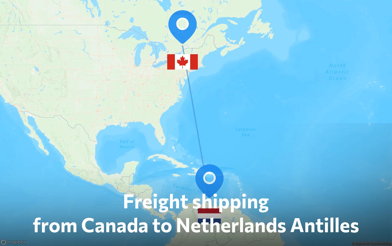 Shipping route from Canada to Netherlands Antilles